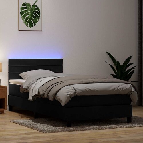 VidaXL Box spring postelja z vzmetnico črna 90x210 cm žamet Slike
