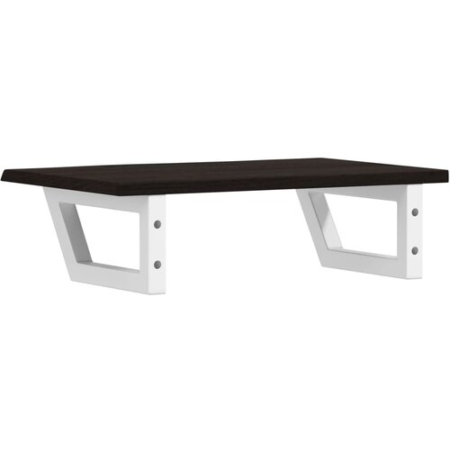  Zidna polica za umivaonik od čelika i masivne hrastovine Smeđa 60 x 40 x 2 cm Slike