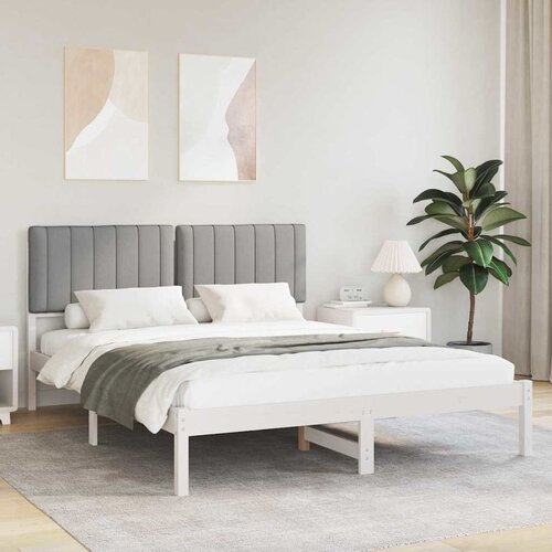  Krevetni okvir s tapiciranim uzglavljem Svijetlo siva Svjetlosiva 205.5 x 165.5 x 84.5 cm Slike