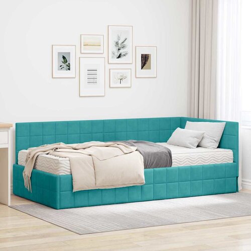  Kutni krevetni okvir s madracem 2 kom. Tirkizna 100 x 200 cm Slike