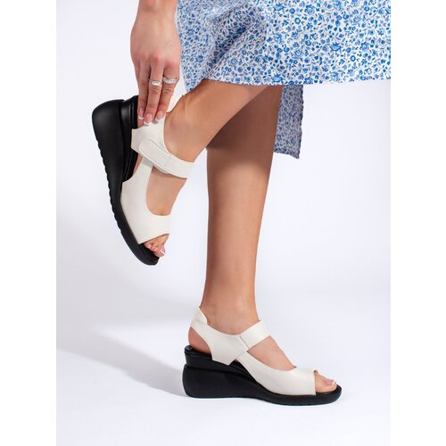 Sergio Leone Comfortable white wedge sandals by Cene