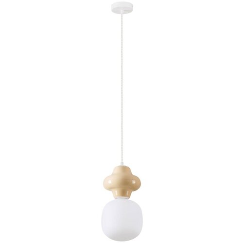 Nova Luce Bela/kremno bela keramična viseča svetilka s steklenim senčilom &oslash; 18 cm Clio &ndash; Cene