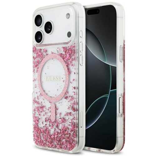  Maska Guess Resin Bottom Glitter MagSafe zaiPhone 17 Pro Max pink Cene