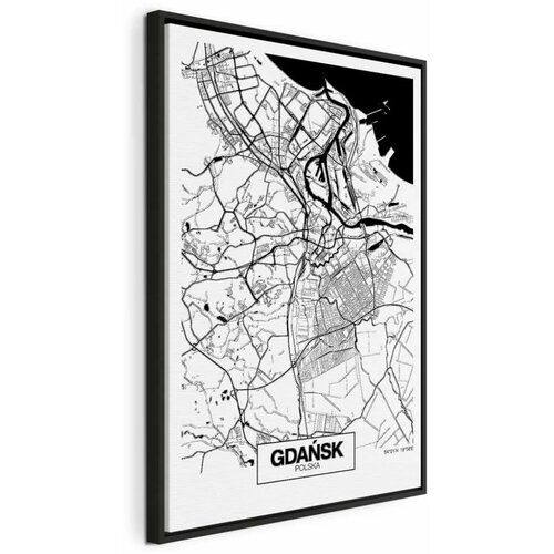  Slika - City Plan: Gdansk (1 Part) Vertical 40x60 U crnom drvenom okviru Cijene