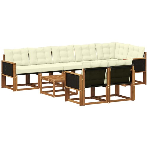 vidaXL Zunanja garnitura za sedenje z blazino 9 pcs Naravna in smetana, (5000282045) Cene