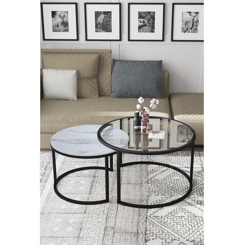 Woody Fashion sto za dnevnu sobu bora transparent marble white Slike