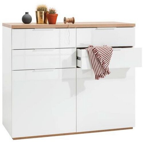 CARRYHOME komoda, hrast artisan, bela, visoki sijaj Slike