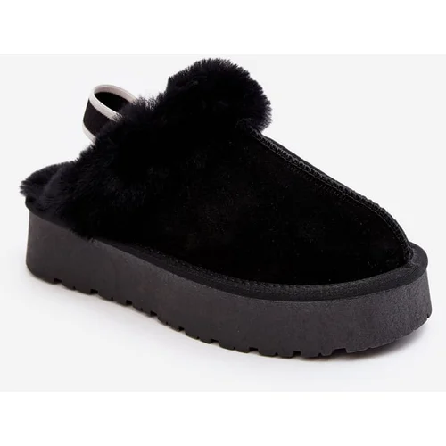 Kesi Black women's Sophienne platform slippers with fur