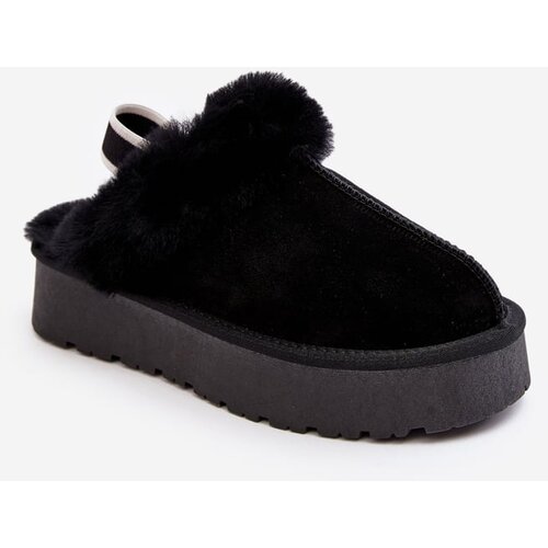 Kesi Black women's Sophienne platform slippers with fur Cene