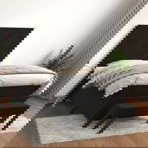 VidaXL Box spring krevet s madracem crni 90x190 cm bar&amp;scaron;unasti Slike