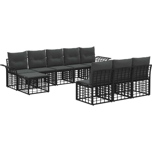  Set vanjskih sofa s jastukom 9 pcs Crna i tamno siva Poliester Cijene