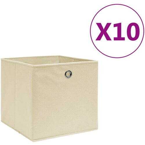 vidaXL Škatle 10 kosov netkano blago 28x28x28 cm krem Cene