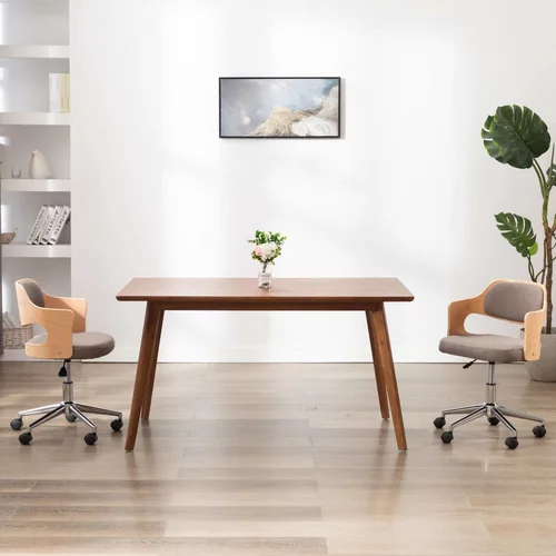  Okretna uredska stolica od savijenog drva i tkanine smeđe-siva