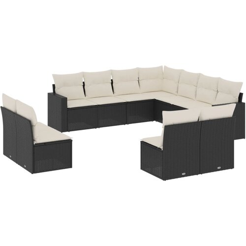  11-dijelni set vrtnih sofa od poliratana s jastucima crni Crna 65.5 x 62 x 69 cm Slike