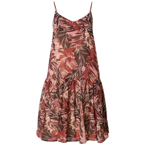 Pulz_Jeans Ljetna haljina 'HOLLY' boja pijeska / tamno smeđa / prljavo roza / krvavo crvena