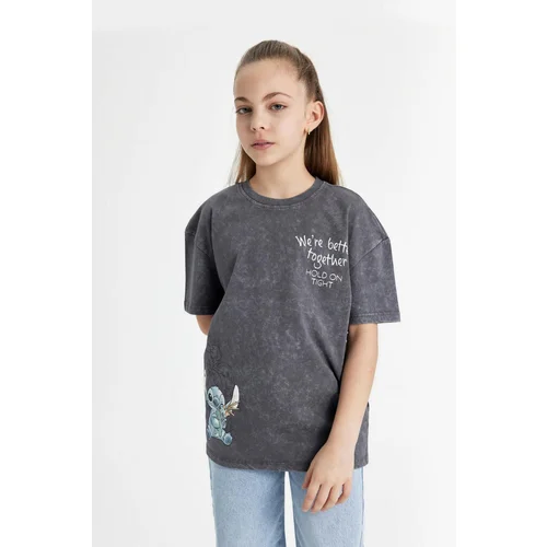 Defacto Girls Disney Lilo & Stitch Oversize Fit Short Sleeve T-Shirt