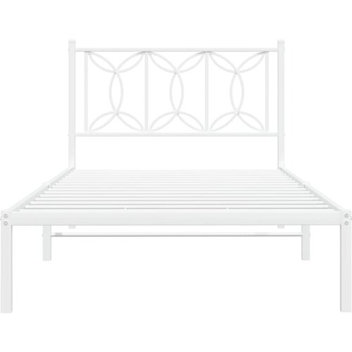  Metalni okvir za krevet s uzglavljem bijeli 100x190 cm Slike