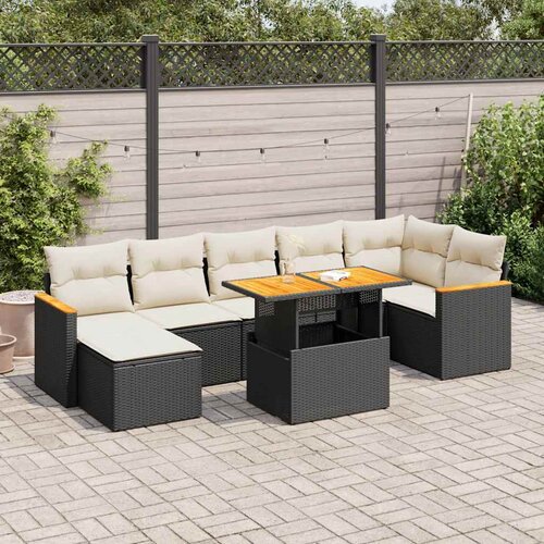 VidaXL 8-dijelni set vrtnih sofa od poliratana s jastucima crni bagrem Slike