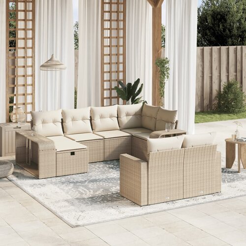 VidaXL 10-dijelni set vrtnih sofa s jastucima bež od poliratana Slike