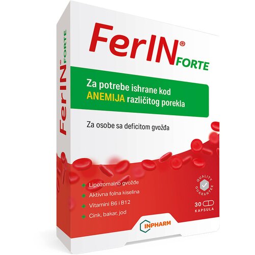 Inpharm Diet FerIN forte, za anemiju, 30 kapsula Cene