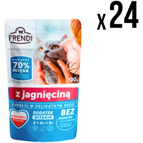 FRENDI Vlažna hrana za mačke, Jagnjetina 100g, 24 komada Slike