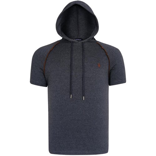 Dewberry T8570 HOODED MEN&amp;#039;S T-SHIRT-FLAT ANTHRACITE Slike