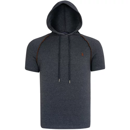 Dewberry T8570 HOODED MEN'S T-SHIRT-FLAT ANTHRACITE