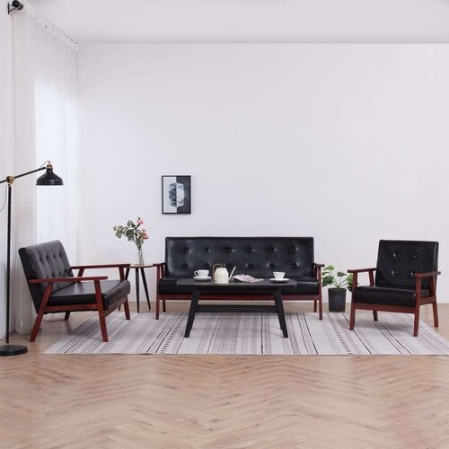 vidaXL 3-dijelni set sofa od umjetne kože crni Cijene
