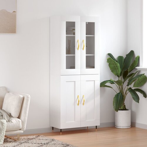 vidaXL Visoka omara bela 69,5x34x180 cm inženirski les Cene