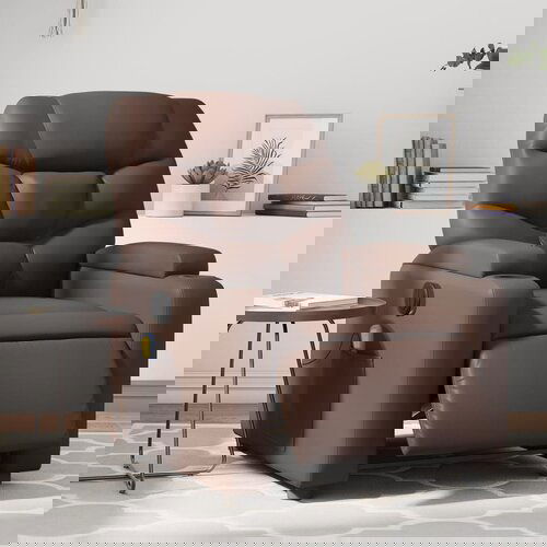 vidaXL Električni masažni naslonjač od umjetne kože smeđi Cijene