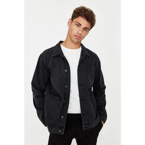 Trendyol Men's Anthracite Regular Fit Denim Jacket Trendyol Men's Anthracite Regular Fit Denim Jacket