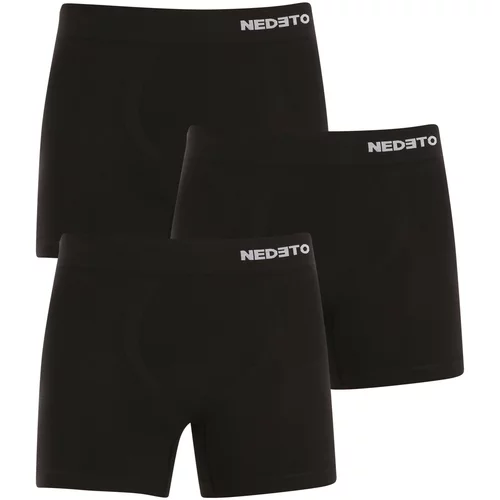 Nedeto 3PACK Men's Boxer Shorts Seamless Bamboo Black