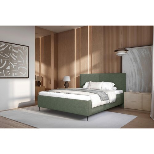 MID.YOU OBLAZINJENA POSTELJA 160 cm x 200 cm , les, tekstil, leseni material temno zelena Cene