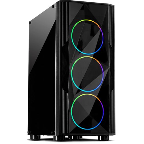 InterTech Kuciste Case A-3401 Chevron RGB gaming, 3x RGB fans, Acrylic glass front panel Cijene