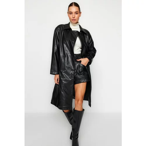Trendyol Trench Coat - Black - Double-breasted