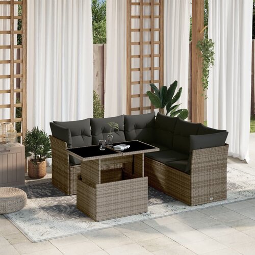 vidaXL 6-dijelni set vrtnih sofa od poliratana s jastucima sivi Cijene