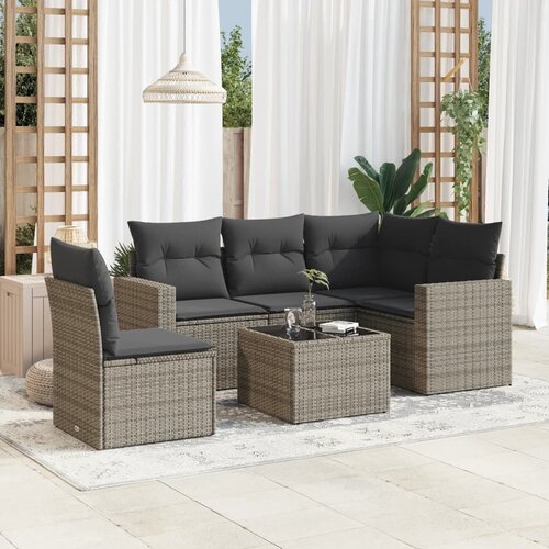 vidaXL 6-dijelni set vrtnih sofa od poliratana s jastucima sivi Cijene
