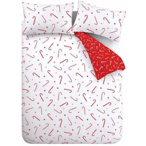 Catherine Lansfield Crveno-bijela posteljina za krevet za jednu osobu od mikropliša 135x200 cm Candy Cane –