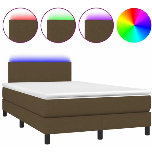 vidaXL Box spring postelja z vzmetnico LED tem. rjava 120x190 cm blago, (21112290)