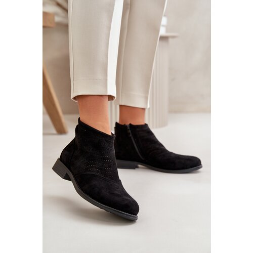 S. BARSKI Womens Flat Heeled Cutout Boots Black S.Barski Cene