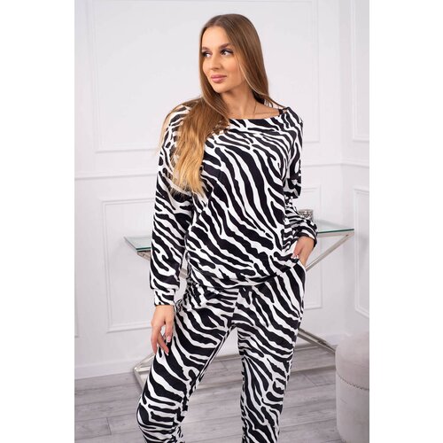 Kesi Velour set with zebra print black+white Cene