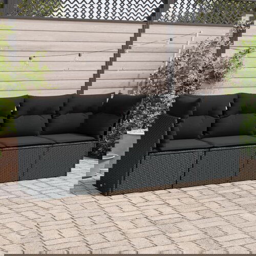 vidaXL 4-dijelni set vrtnih sofa od poliratana s jastucima crni Cene