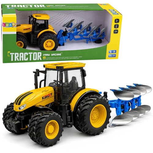  Agricultural Tractor with Multi-furrow Plow Lights Sounds Yellow 1:24 Cene