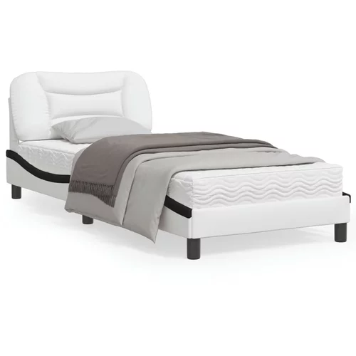  Okvir kreveta s LED svjetlom bijelo-crni 90x190 cm umjetna koža