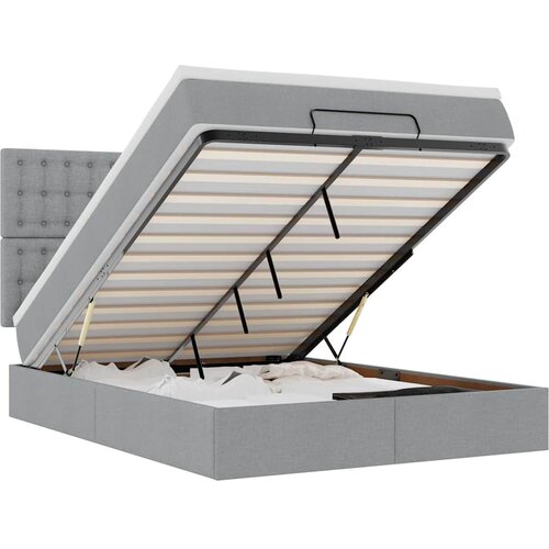 Maison Chic Otomanska Posteljni okvir - Dvoposteljna postelja - Zakonska postelja z vzmetnico & LEDs Svetlo siva 140x190 cm-J243, (21759437) Cene