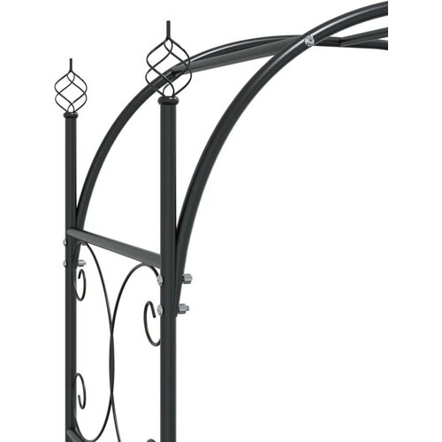 VidaXL Vrtni luk s vratima crni 108 x 45 x 235 cm čelični Slike