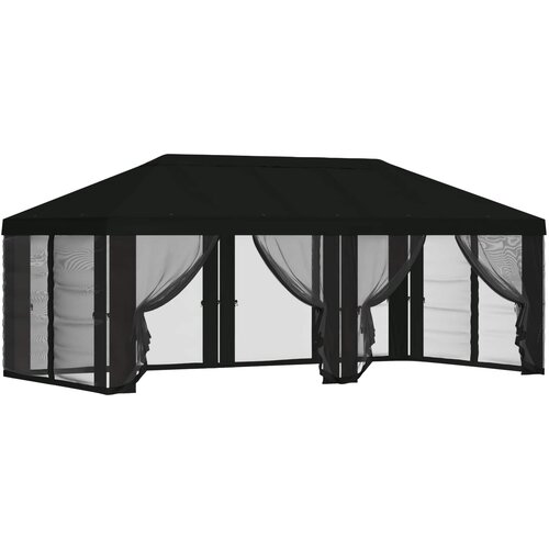 vidaXL Pokrov za gazebo s stranskimi stenami 6 x 3 m Črna Poliester, (5000219019) Cene