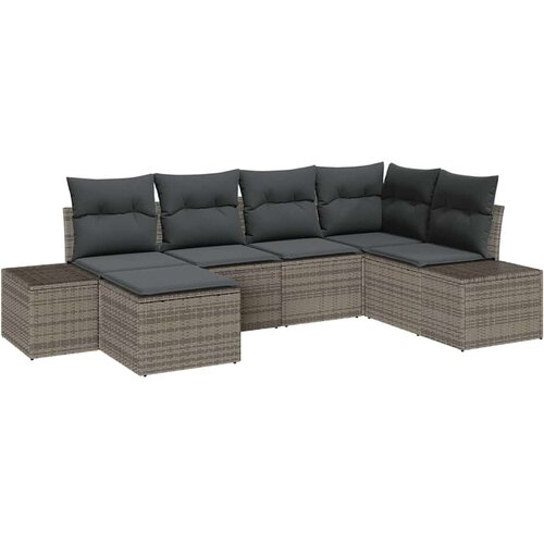  Sjedeća garnitura za vrt 6 kom. Siva poliratan 264 x 62 x 85 cm Slike