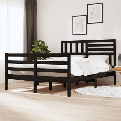 vidaXL Okvir za krevet od masivnog drva crni 120 x 190 cm 4FT bračni
