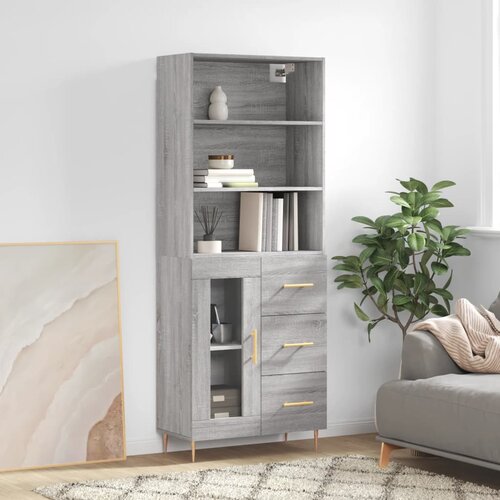 vidaXL Visoka komoda siva sonome 69 5x34x180 cm od konstruiranog drva Cijene
